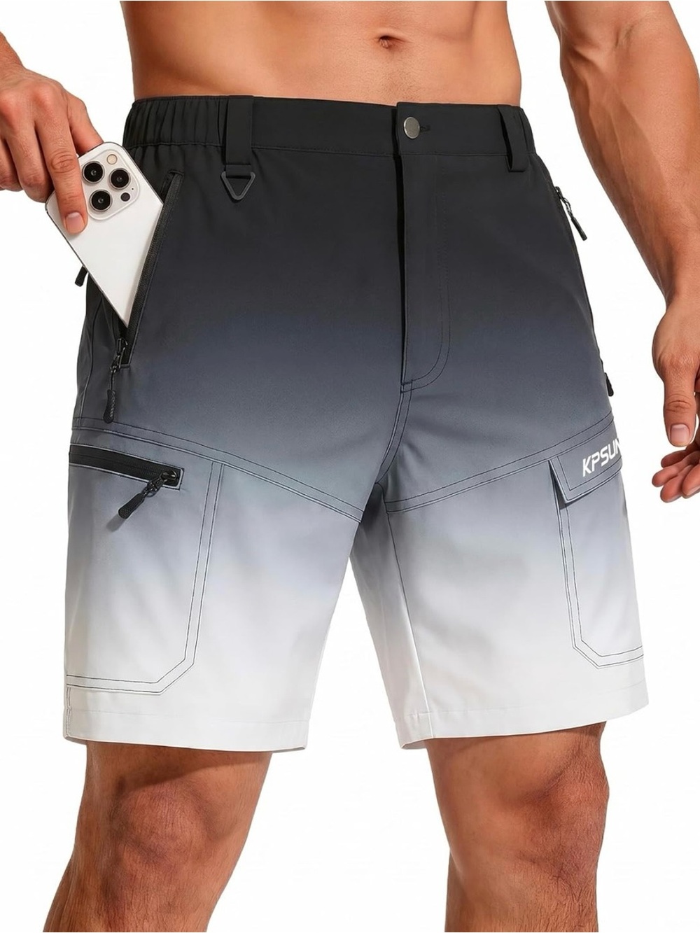 KPSUN Gradient Black Hiking Cargo Shorts Quick Dry 2XL NWT
